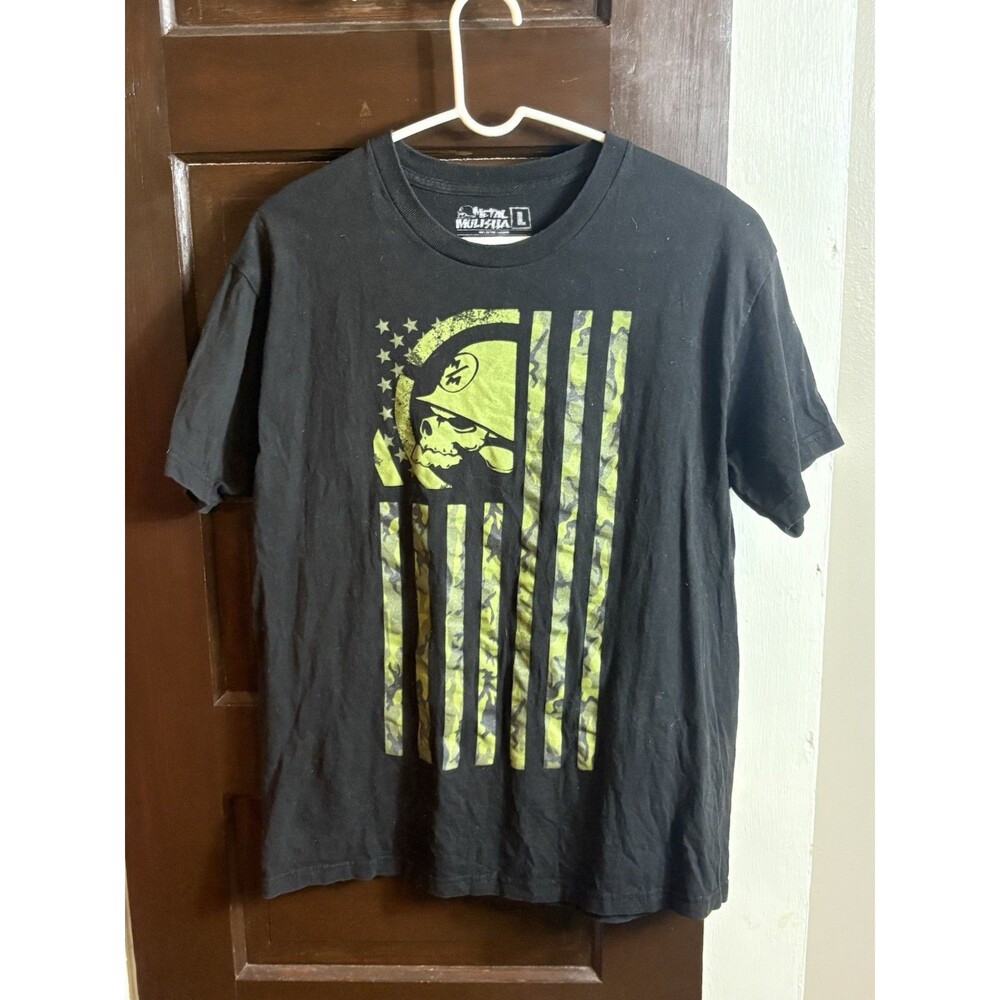 Metal Mulisha Skull Flag T Shirt Mens Large Black Graphic Tee USA